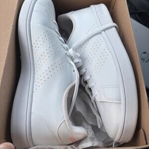 Adidas Advantage Base Tennis Shoes Womens 10 Cloud White Pink EE7510 Sneaker NIB